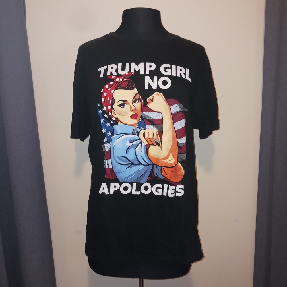 Maga Republican I Love My Freedom Trump Girl No Apologies T-Shirt Black Large